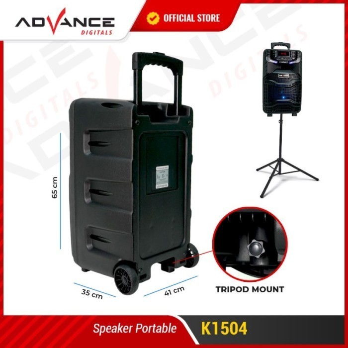 Advance K1504 K-1504 Speaker Portable Bluetooth Mic Wireless 15 Inch