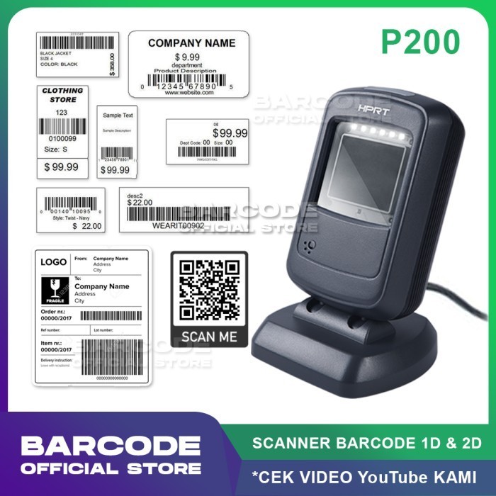 Scanner Barcode Hprt P200 / P-200 Imager 1D & 2D Scan Qr Code ( Usb )