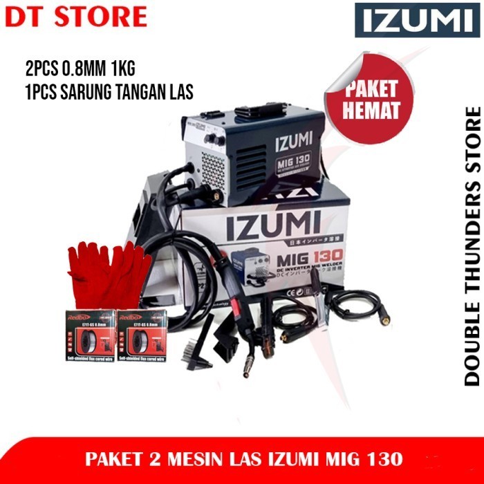 Izumi Mig130 Mesin Las Tanpa Gas Co /Mesin Trafo Las Mma Mig Flux Core Termurah Terlaris Promo