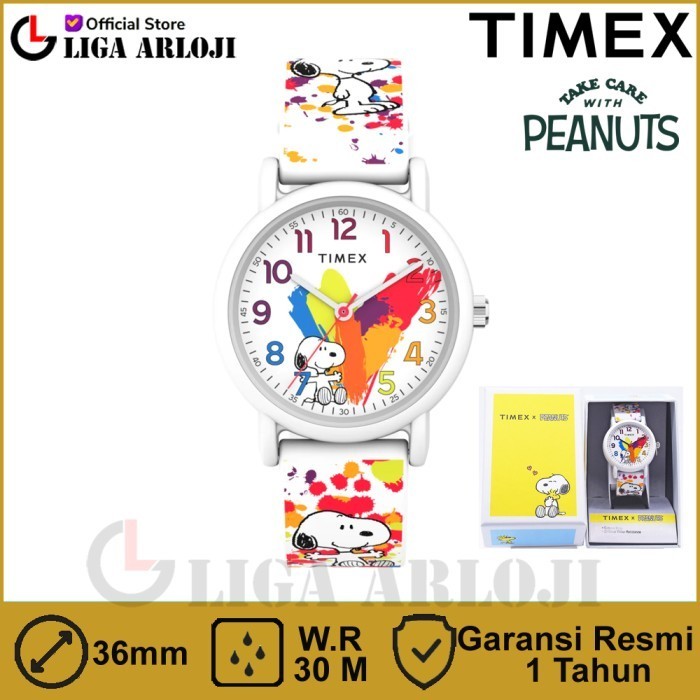 Timex Tw2V77600 Peanuts Snoopy Rainbow Paint Jam Tangan Wanita Analog
