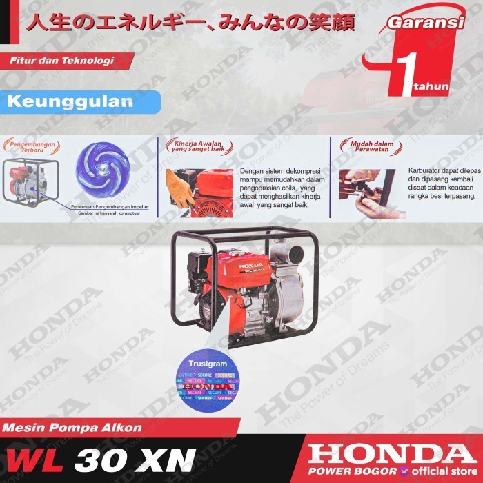 Honda Mesin Pompa Air Irigasi Alkon Wl 30 Xn 3 Inch Water Pump Wl30Xn