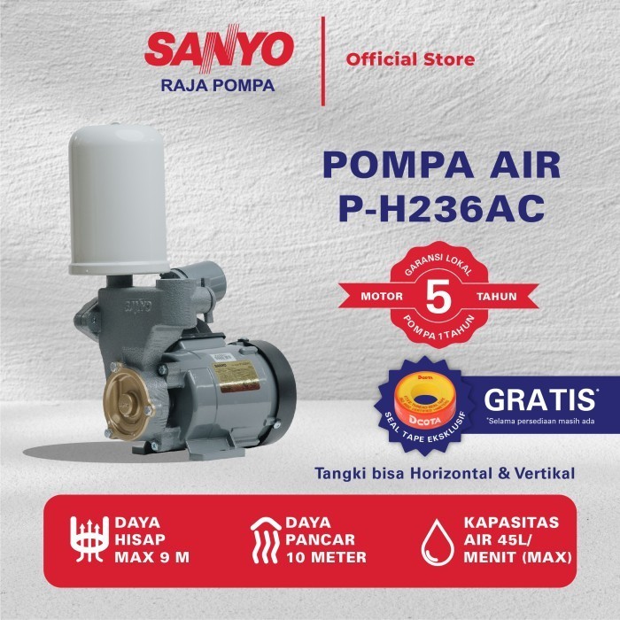 Sanyo Mesin Pompa Air Sumur Otomatis - P-H236Ac Horizontal & Vertikal