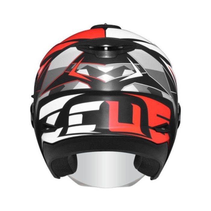 Zeus 613B Matt Black Aj15 Red Half Face Double Visor