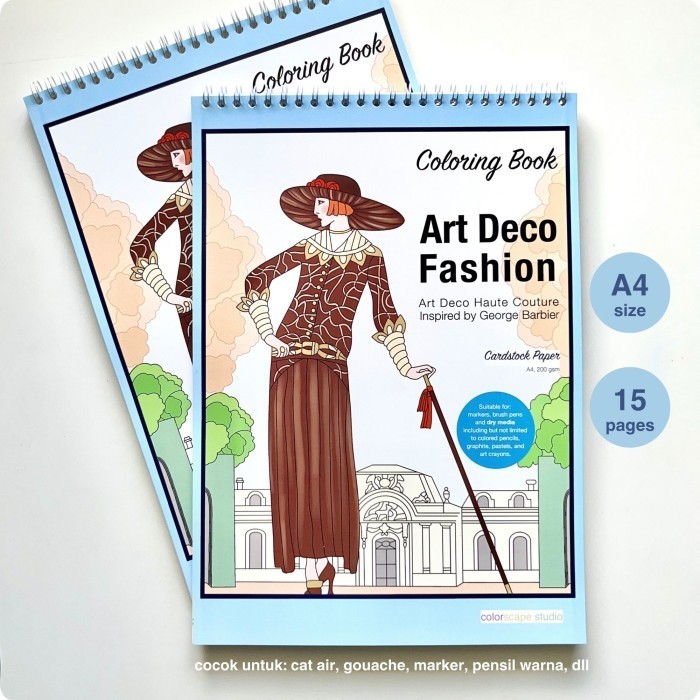 

Watercolor & Mixed Media Coloring Book - Art Deco Fashion