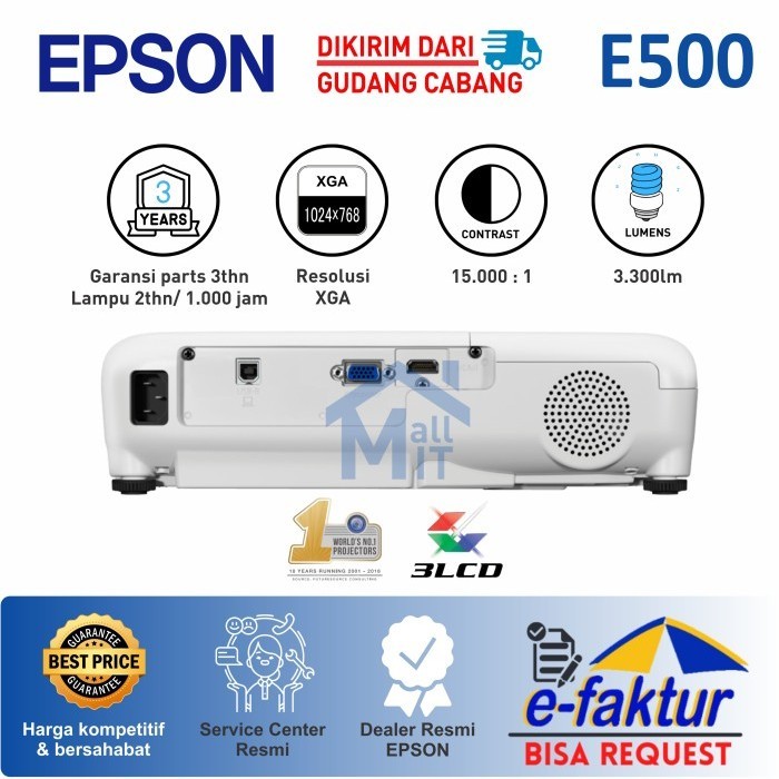 Proyektor Epson Eb-E500 Ebe500 Eb E500 Penganti Eb-S400 S400 S 400 Xga