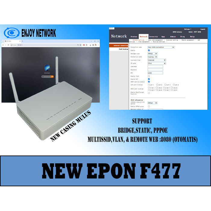 New ZTE EPON F477 - Dengan Adaptor