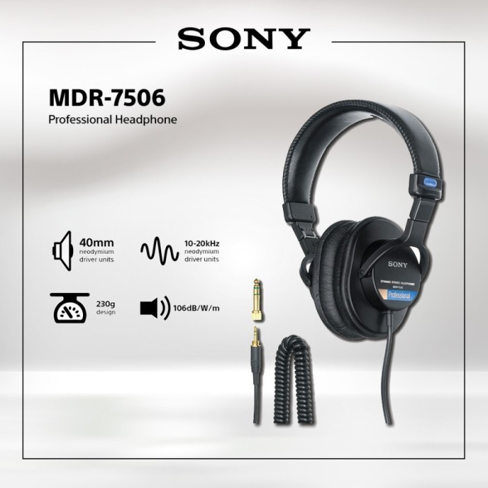 Sony Mdr-7506 / Mdr7506 / Mdr 7506 Stereo Headphone Profesional
