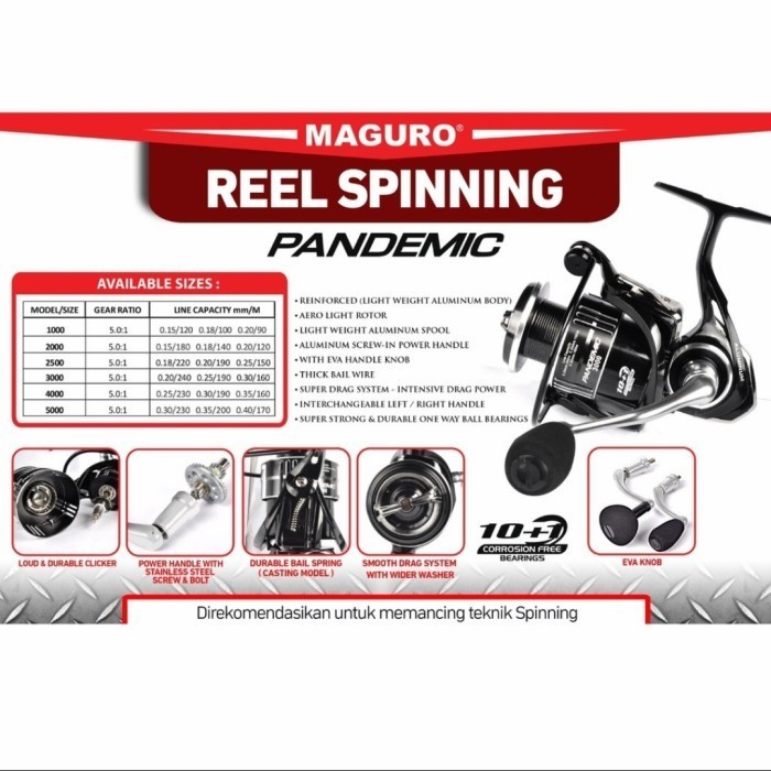 TERBARU - Reel Pancing Spinning MAGURO PANDEMIC POWER HANDLE