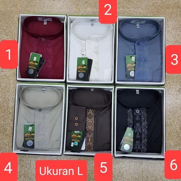 Baju Koko Atlas Lengan Panjang Original Ukuran L