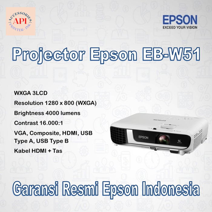 HARGA DISC - PROYEKTOR EPSON EB-W51 EBW51 EB W51 PROJECTOR EPSON EB-W51 - RESMI