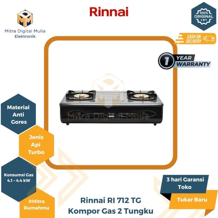 Rinnai Ri 712 Tg Kompor Gas 2 Tungku Api Turbo