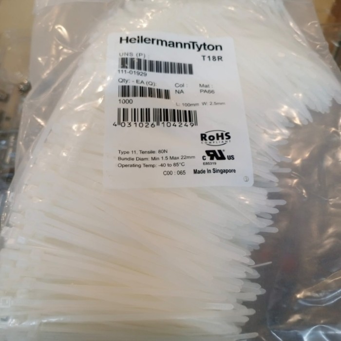 

KABEL TIES 10CM T18R MERK HELLERMANNTYTON