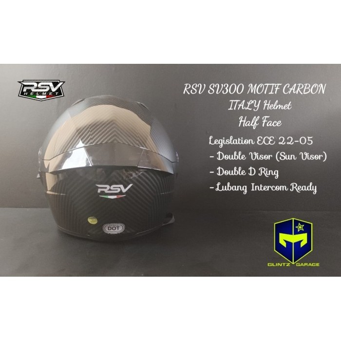Rsv Sv300 Carbon Gloss Double Visor Helm Half Face Original Rsv