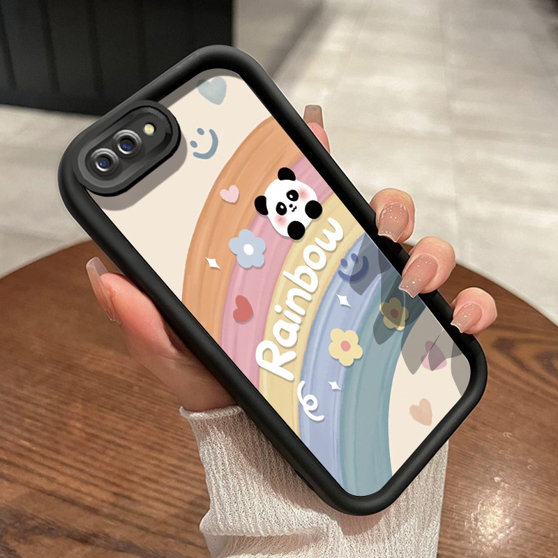 Casing Hp iPhone X Xs Xr Case sarung HP lembut Softcase pola Panda pelangi Casing pelindung silikon 