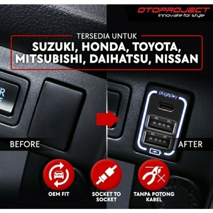 Usb Fast Charging New Pajero Sport V2 Otoproject Charger Hp Mobil 3A