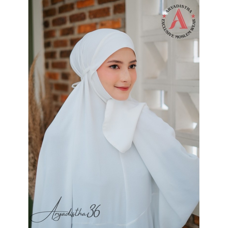 Promo Mukena Terusan Khadijah Dewasa Dagu Tertutup Crinkle Airflow Premium - Broken White Terbaru Pr
