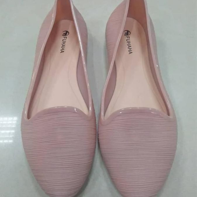 Sepatu Karet Wanita Flat Shoes Salur Jelly Shoes Fuhaha