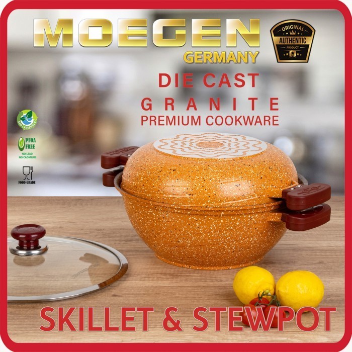 Panci Wajan Moegen Germany Skillet & Stewpot Set Anti Lengket Original