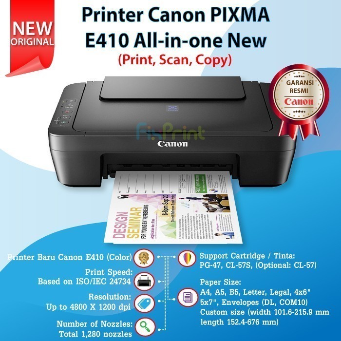 Printer Canon Pixma Mg2570S Mg2577S E410 All In One Multifungsi