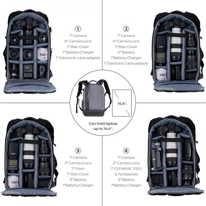 Knf Concept 20L Tas Travel Camera Backpack Photography Laptop