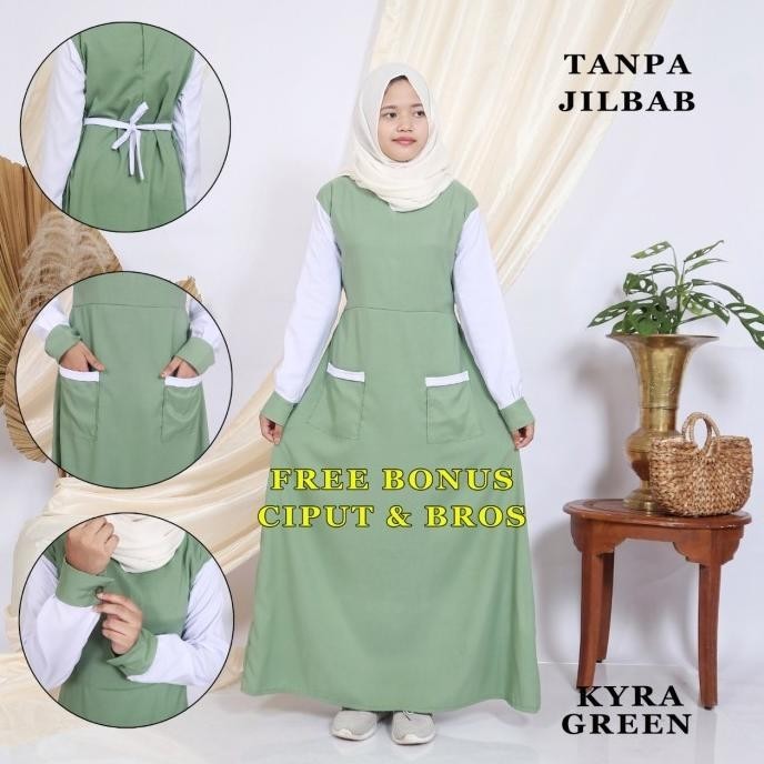 Gamis Anak Remaja Tanggung Perempuan Arra Set Umur 13 - 15 Tahun Chipuchipuku
