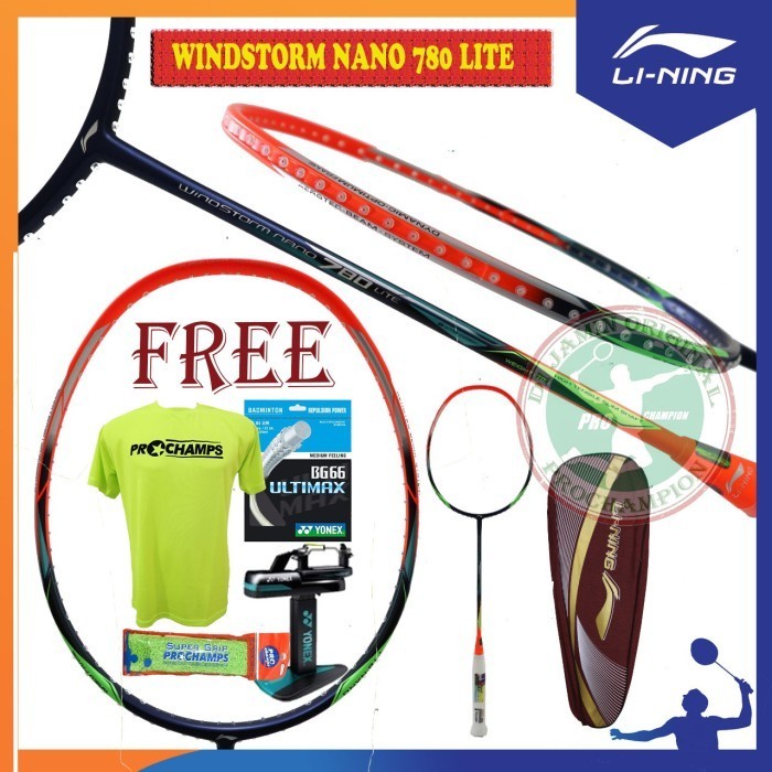 (PAKET) LINING WINDSTORM NANO 760 770 780 790 LITE RAKET BADMINTON ORI