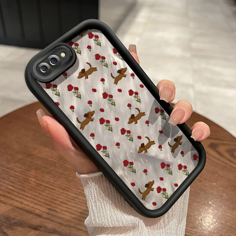 Casing Hp OPPO A5 A3s A12E Realme C1 Case hp ponsel pola anjing Casing bunga rusak paket penuh Kesin