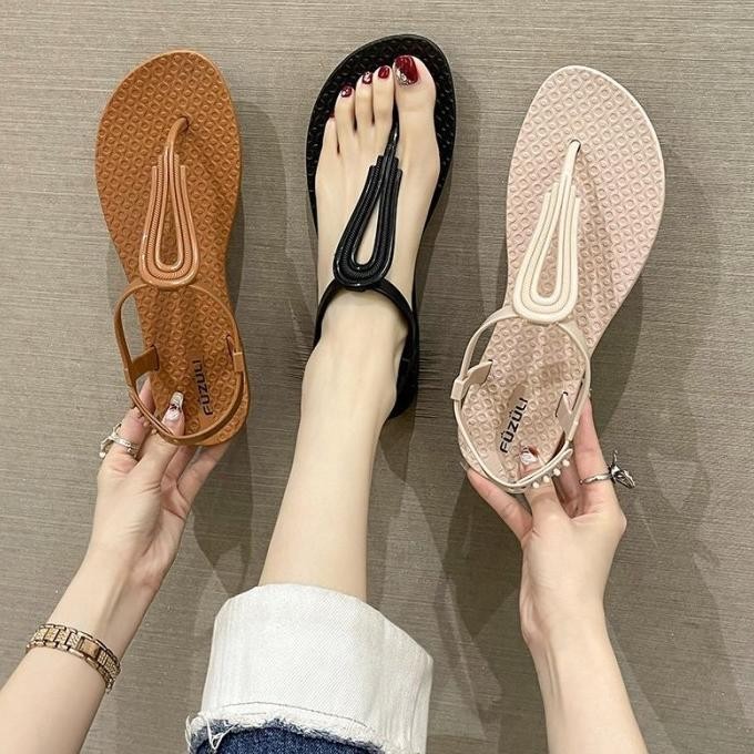 Sandal Jepit Tali Wanita Tg1606 Sandal Pantai Bohemian Motif Ulir