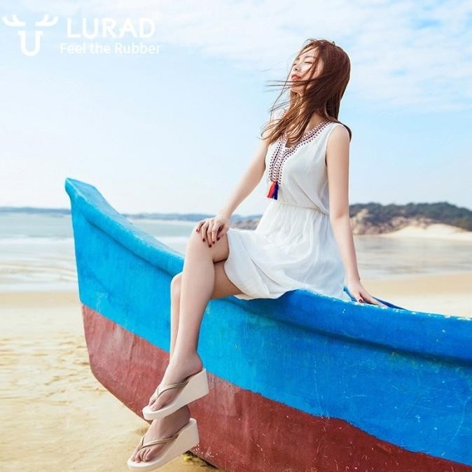 Lurad Sandal Wedges Wanita Bhb Sandal Jepit Model Tinggi Premium