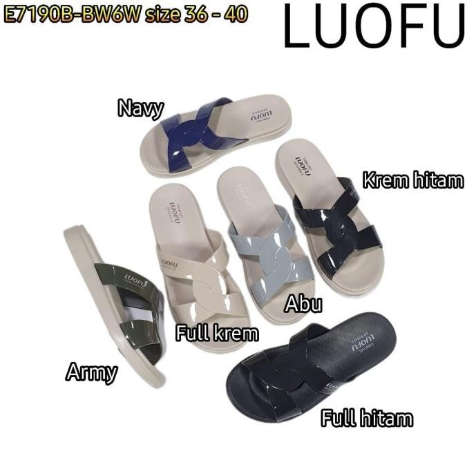 E7190B-Bw6W Luofu Original Jelly Sandal Karet Selop Wanita Import