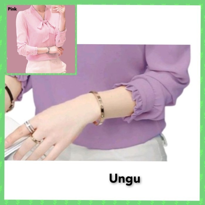 MURAH blouse wanita baju tunik wanita korea lina kemeja blus atasan ungu Silahkan diorder