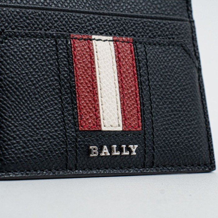 

BARANG TERLARIS Bally Thar Embossed Bovine Card Holder Black Red White with Metal Logo