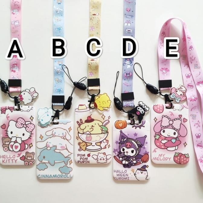 

Sanrio Id Card Holder Lanyard 1 Hello Kitty Cinnamoroll Kuromi Kualitas Premium