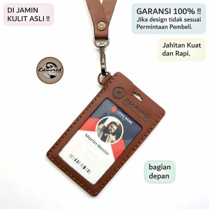 

BARANG TERLARIS ID CARD HOLDER KULIT COSTUM NAMA & INTANSI/PERUSAHAAN 2 slot card