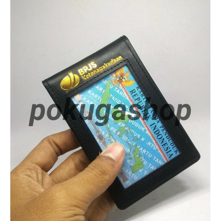 

BARANG TERLARIS nametag kulit logo pbjs ketenagakerjaan gold / id card holder