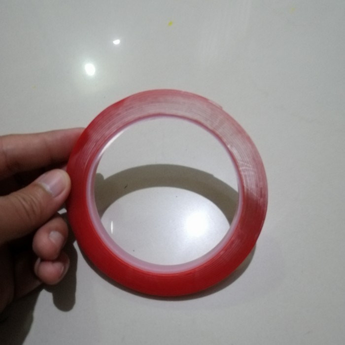 

isolasi dobel tape 3m merah gel transparan lebar 8mm