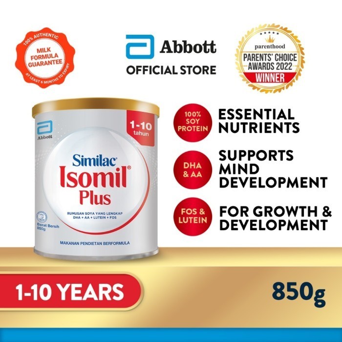 

Abbott Similac Isomil Plus Soya Milk Powder 1-10 Years 850G