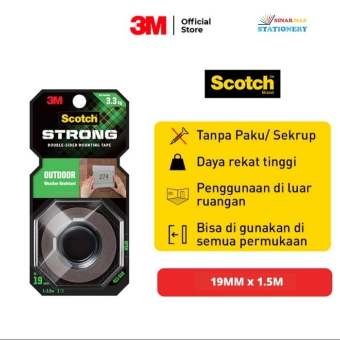 

SALE Scotch 3M Perekat Double Tape Outdoor Mounting Tape 411-S19 19MMx1.5 M