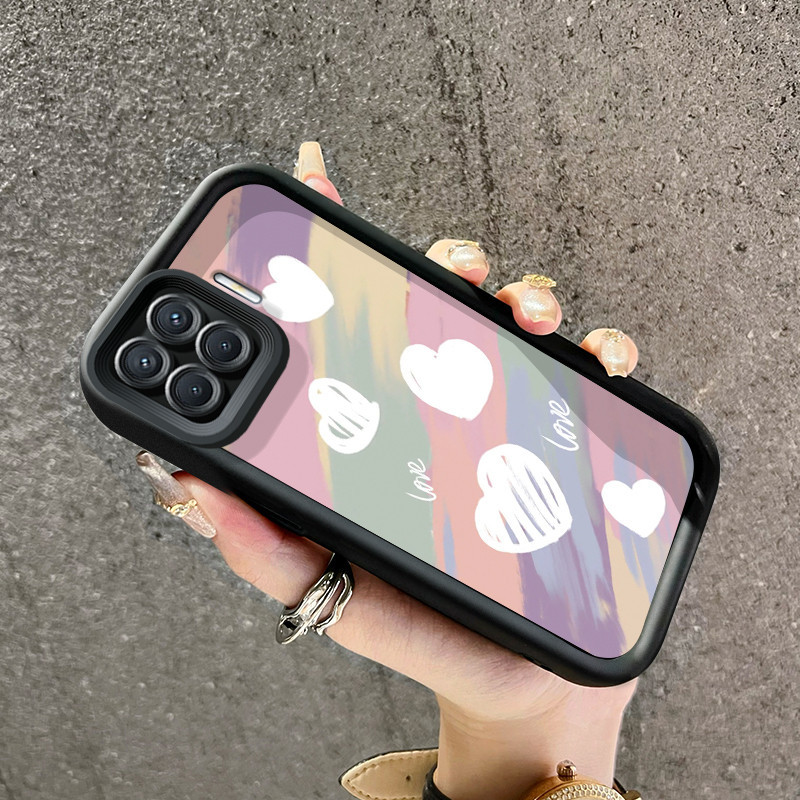 Casing Hp OPPO A93 F17 Pro OPPO Reno 4F Reno 4 Lite Case Warna hati merah muda dan ungu lucu Casing 