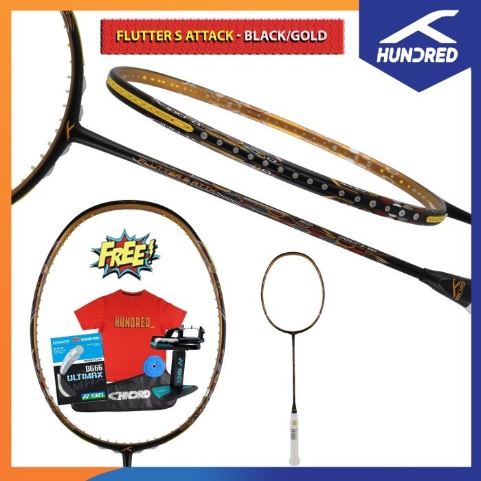 Hundred Raket Flutter 7 Attack Raket Badminton Original