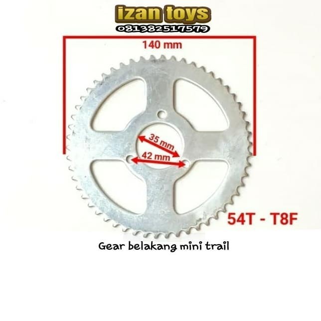 Gear Belakang mT8F 54T Mini Trail-gear belakang Mini ATV