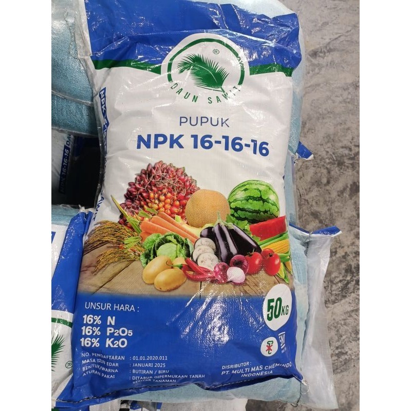 PUPUK NPK 16 16 16 DAUN SAWIT KEMASAN 50KG ORIGINAL PABRIK