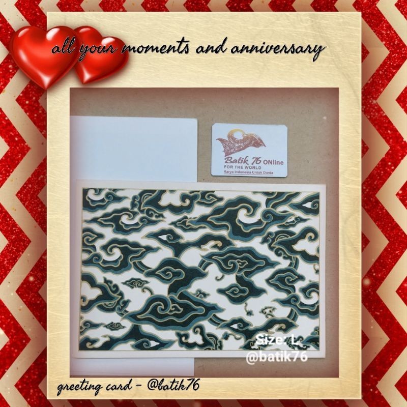 

Terlaris! Ukuran L Besar Kartu Ucapan Batik 76 Motif Megamendung Hijau Karya Tangan Greeting Card Handmade For All Your Moments