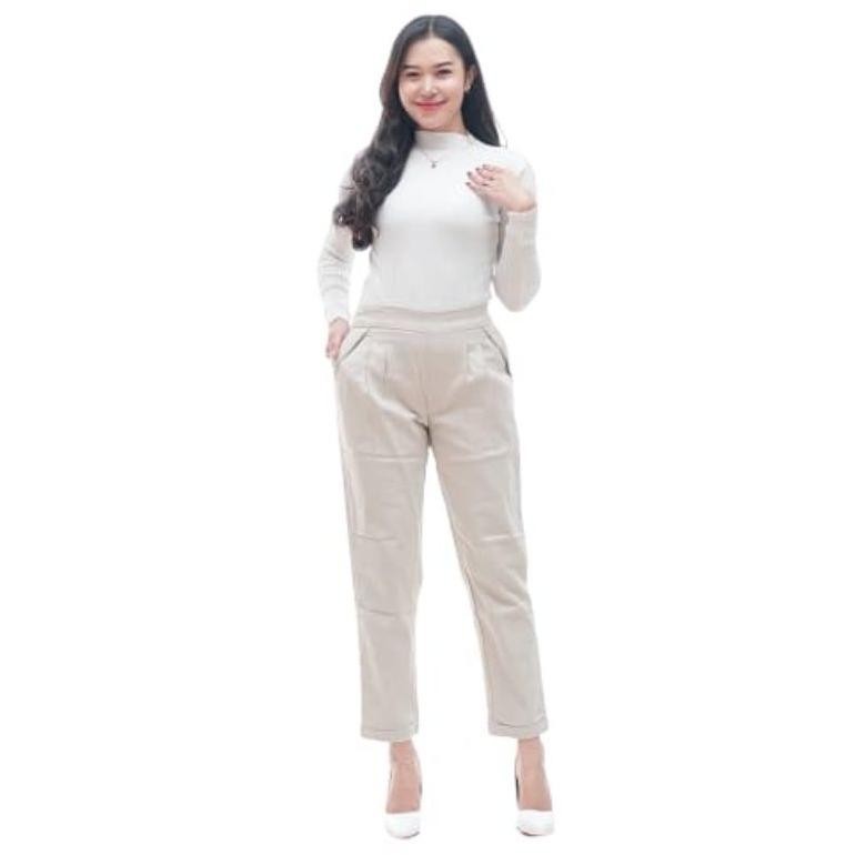 Celana Pants Wanita Katun Twill Stretch Melar