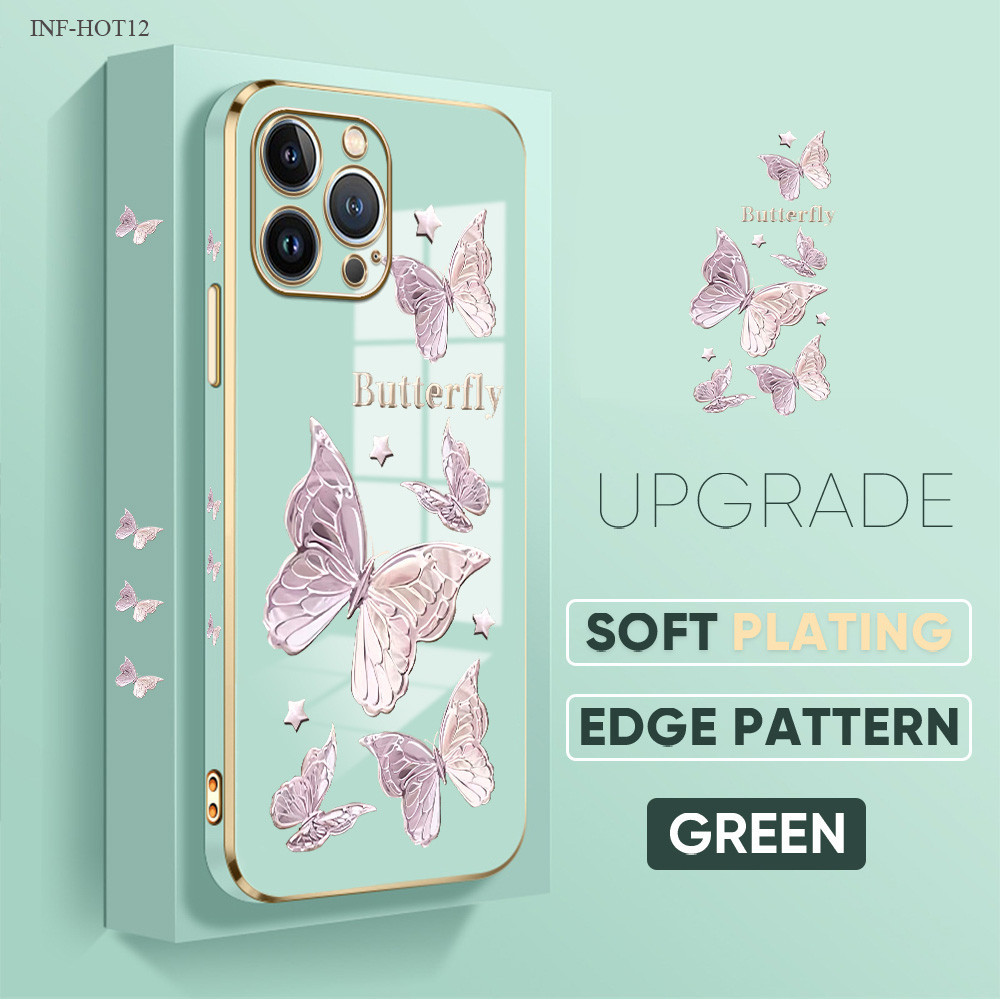 Compitable With Infinix Hot 12 12i 11 11S 10 10S 9 8 NFC Pro Play Phone Case Star Butterfly 2210 Soft Casing Kesing Lembut Tali Gantungan