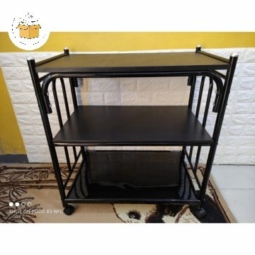 Rak Tv/Meja Tv/Rak Dorong/Rak Serbaguna+Roda Plat Besi+Kayu Pf 80