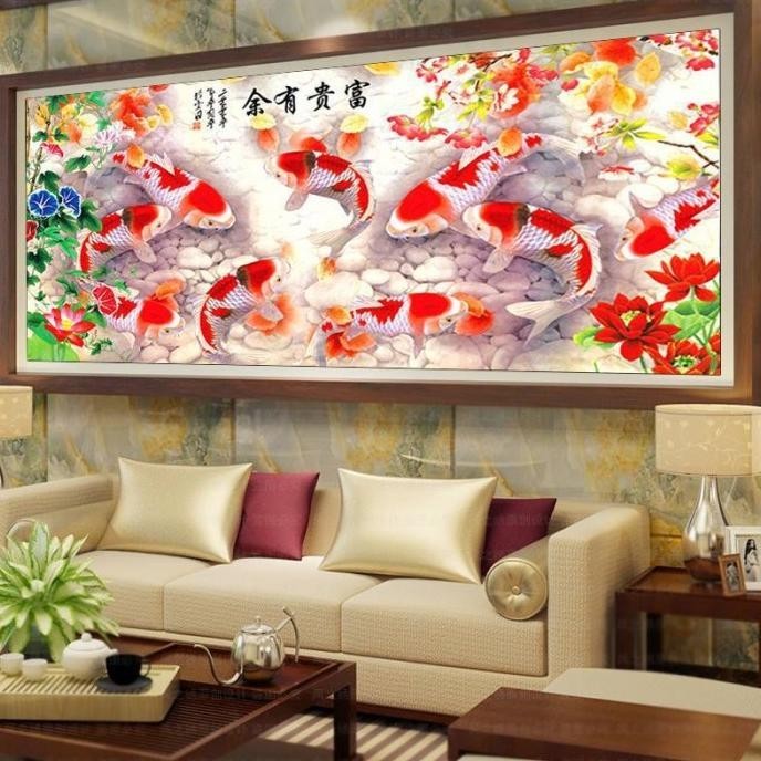 Diy Diamond Painting Full. Ikan Koi Taman Bunga 12050 Cm D619