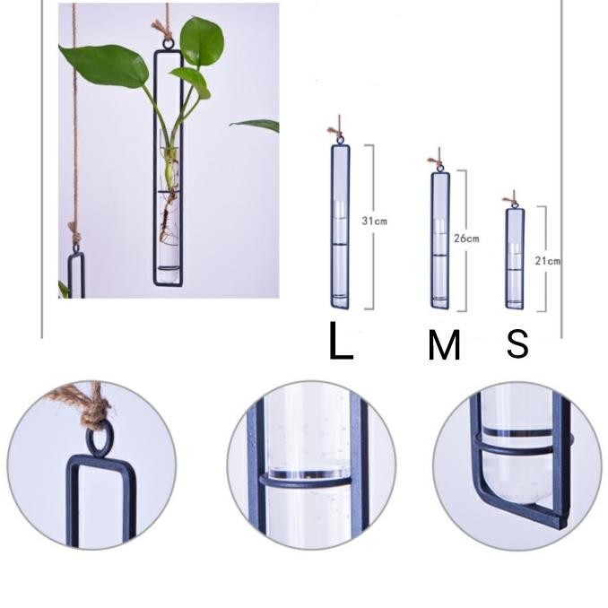 Iron Hanging Rack Pot Bunga Gantung Besi Botol Kaca Vase Gantung