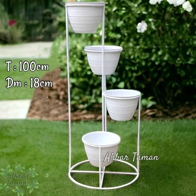 Standing Pot Bunga Besi Model 4 Susun Melingkar Tinggi 100Cm