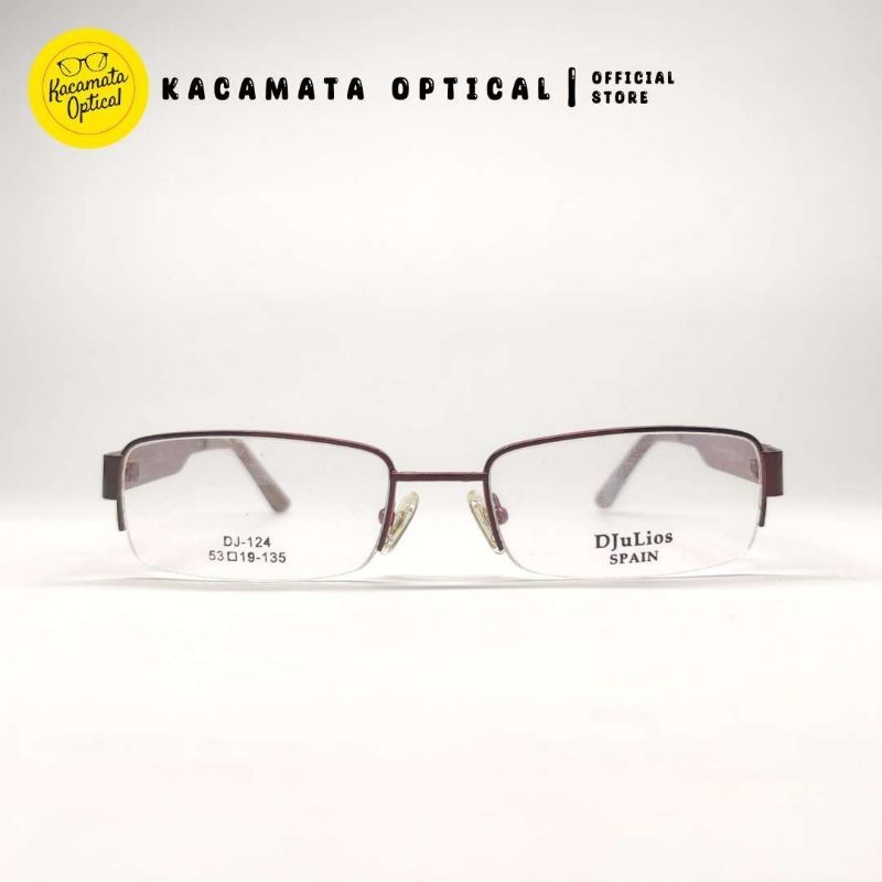 KACAMATA OPTICAL - Frame KMO124 Half Frame Merah Besi Plastik